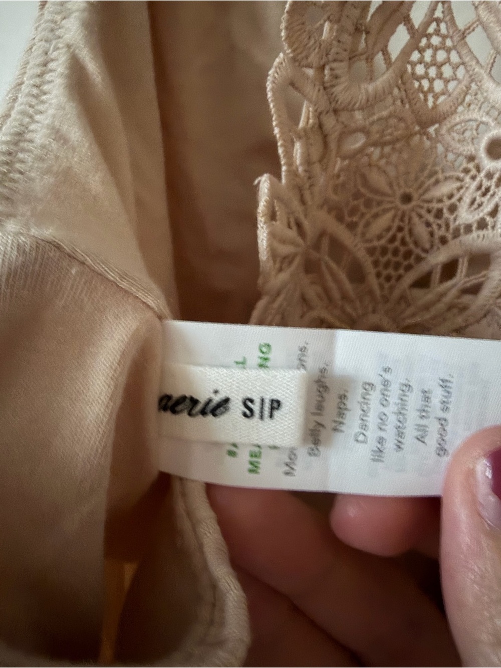 aerie Beige Ribbed Lace-Back Camisole - Picture 6 of 7